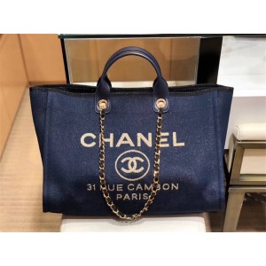 chanel香奈儿包包官网旗舰店珠光牛仔面料大号手提包沙滩包A93786