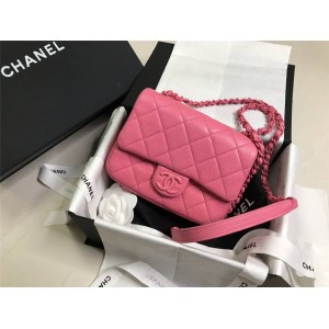 CHANEL香奈儿包官网奢侈品论坛新款mini CF颗粒牛皮口盖包方胖子AS1784