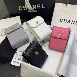 chanel官网包包香奈儿原单新款菱格羊皮小金球斜跨包手机包AP1448