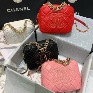 CHANEL香奈儿官方网旗舰店原单大LOGO双C铆钉相机包斜挎包AS1513