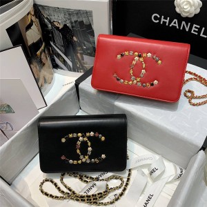 CHANEL香奈儿中文官网原单奢侈品牌双C大LOGO镶嵌配饰WOC链条包88869