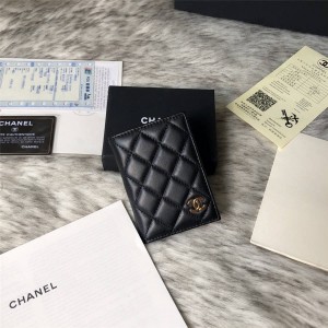 CHANEL香港官网香奈儿旗舰店经典新款真皮菱格卡包短款名片夹