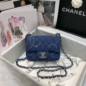 chanel包官网香奈儿丹宁牛仔布CF链条包口盖包AS2070/AS2071