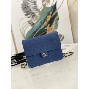 CHANEL香奈儿Vintage 中古丹宁牛仔布双C翻盖链条包86066