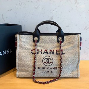 CHANEL香奈儿A66942 Shopping bag拼色条纹沙滩包