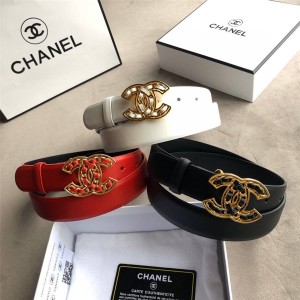 CHANEL香奈儿中国官网皮带奢侈品代购新款牛皮双C间皮纯铜扣3厘米腰带